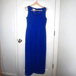 VTG 90s After Dark Dress Size 8P Blue  Beaded Empire Waist Full Length  Gown.